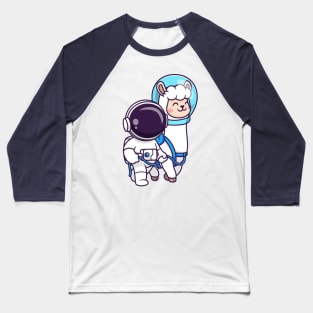 Cute Astronaut With Llama Astronaut Cartoon Baseball T-Shirt